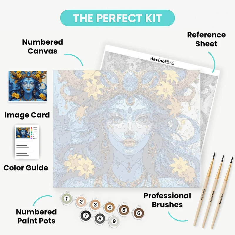 Blue Deity with Golden Crown - Paint by Numbers Kit