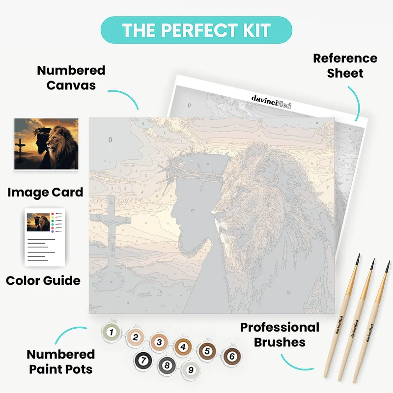 Lion and Cross Silhouette - Paint by Numbers Kit