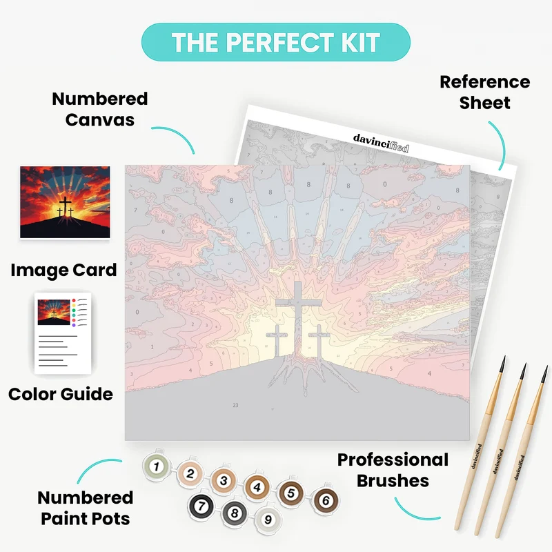 Three Crosses at Sunset - Paint by Numbers Kit
