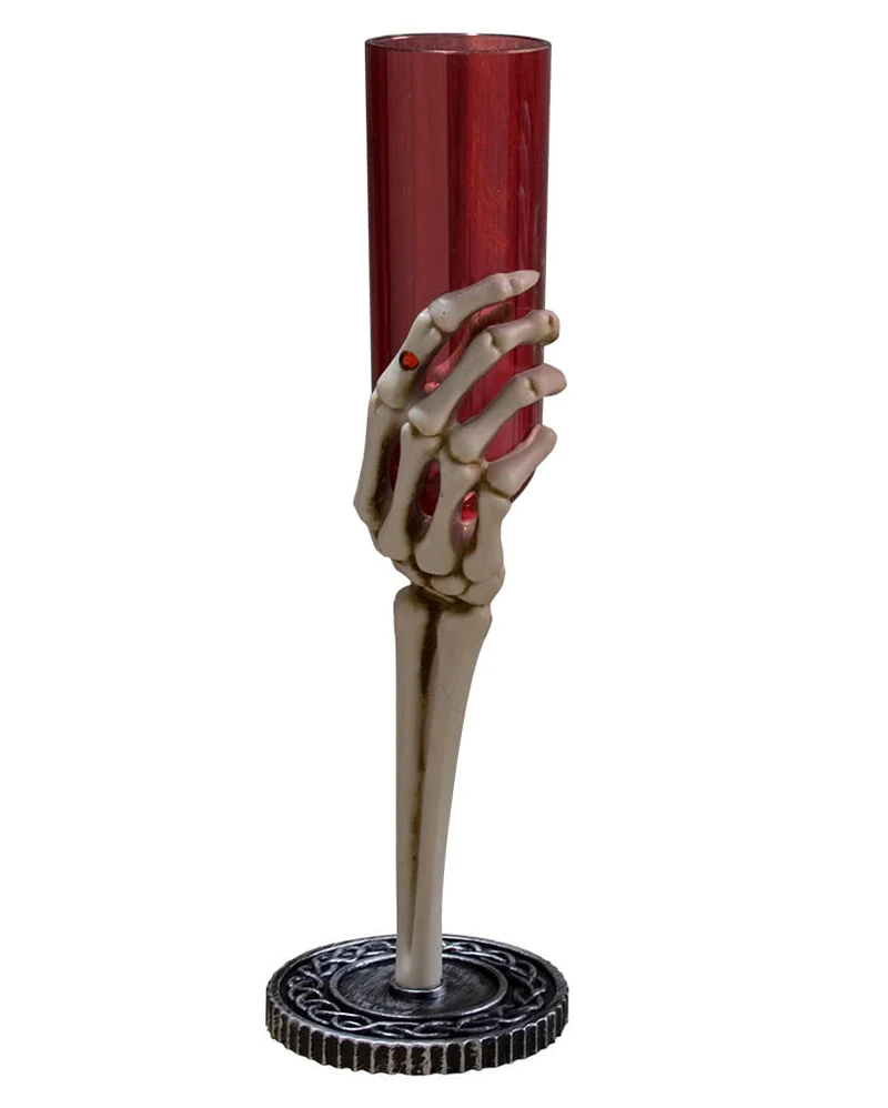Sektkelch Skeletthand Rot