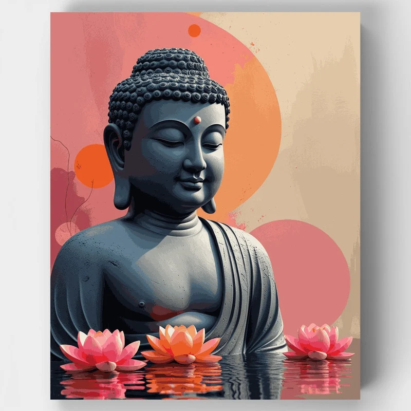 Buddha with Lotus Flowers - Paint by Numbers Kit