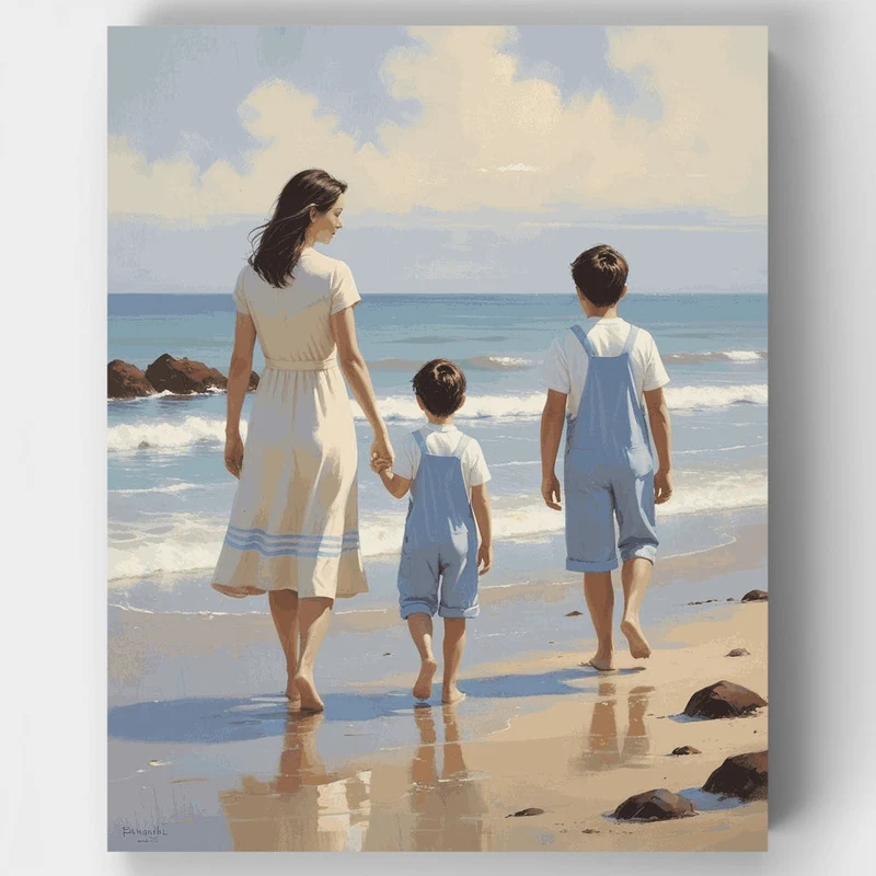 Beach Family Walk - Paint by Numbers Kit