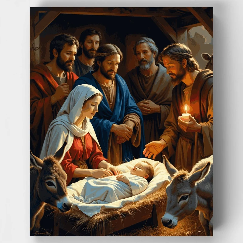 Nativity with Shepherds - Paint by Numbers Kit