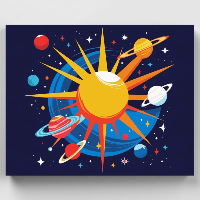 Cosmic Sun and Planets - Paint by Numbers Kit