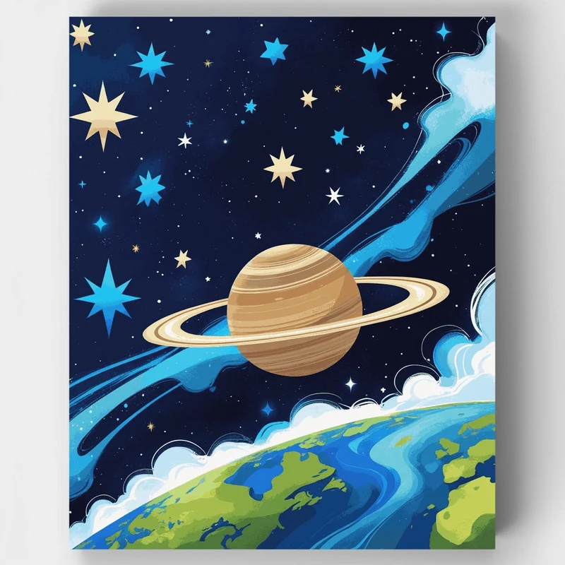 Cosmic Saturn View - Paint by Numbers Kit