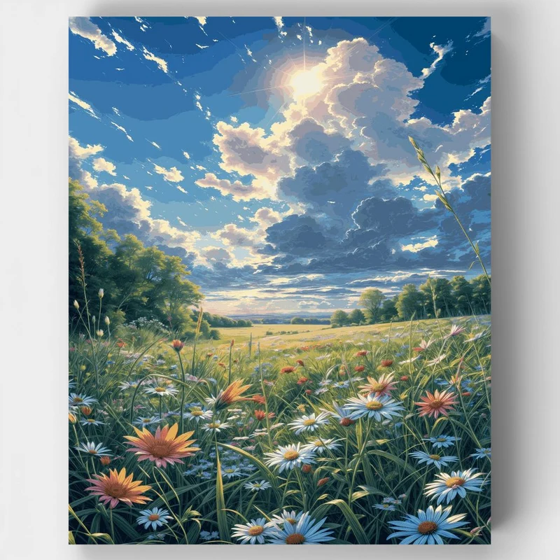 "Wildflower Whispers: A Field of Color by LofiArtLoft"