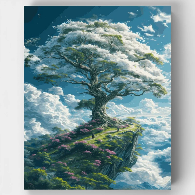 "Cliffside Enchantment: LofiArtLoft’s Whimsical Tree Journey"