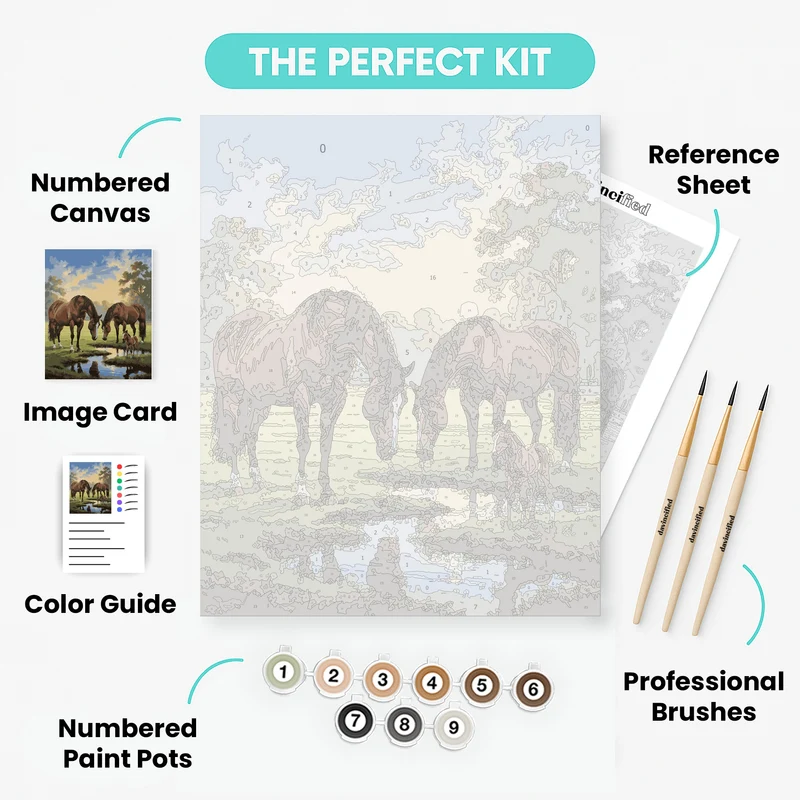 Horses by the Stream - Paint by Numbers Kit