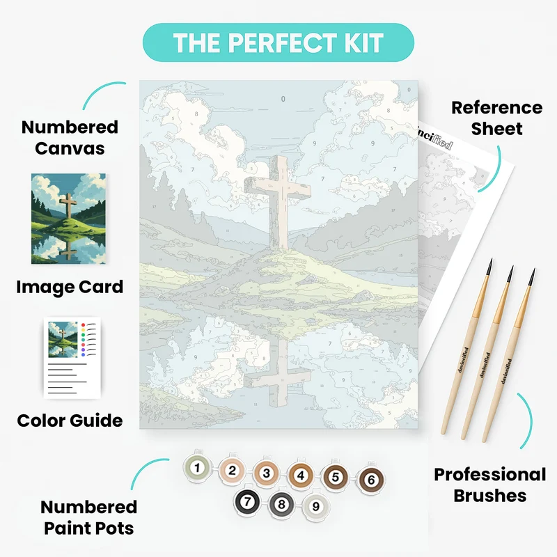 Wooden Cross on Hilltop - Paint by Numbers Kit