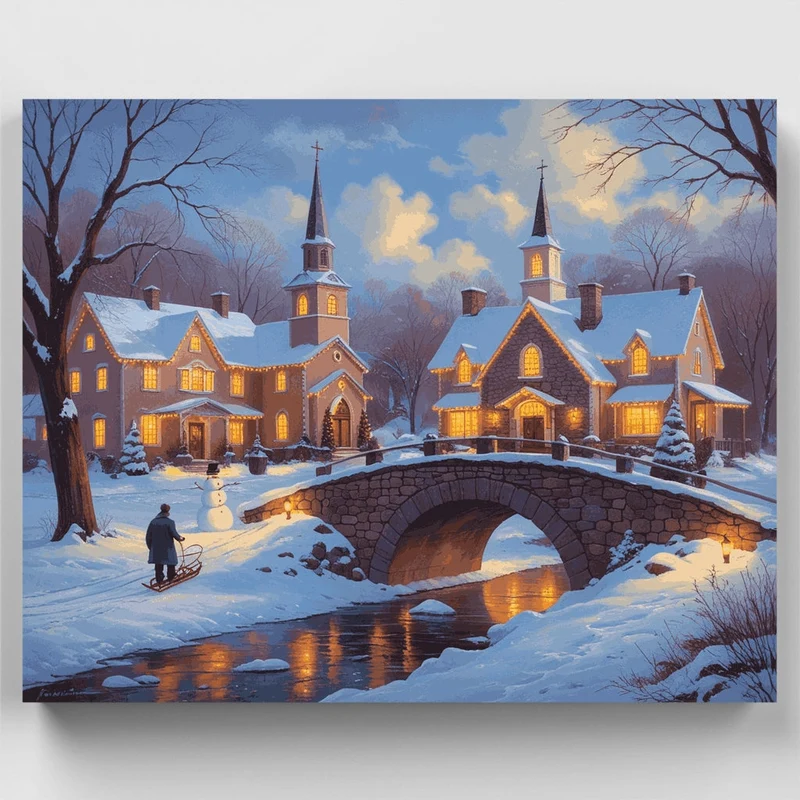 Winter Village Churches - Paint by Numbers Kit
