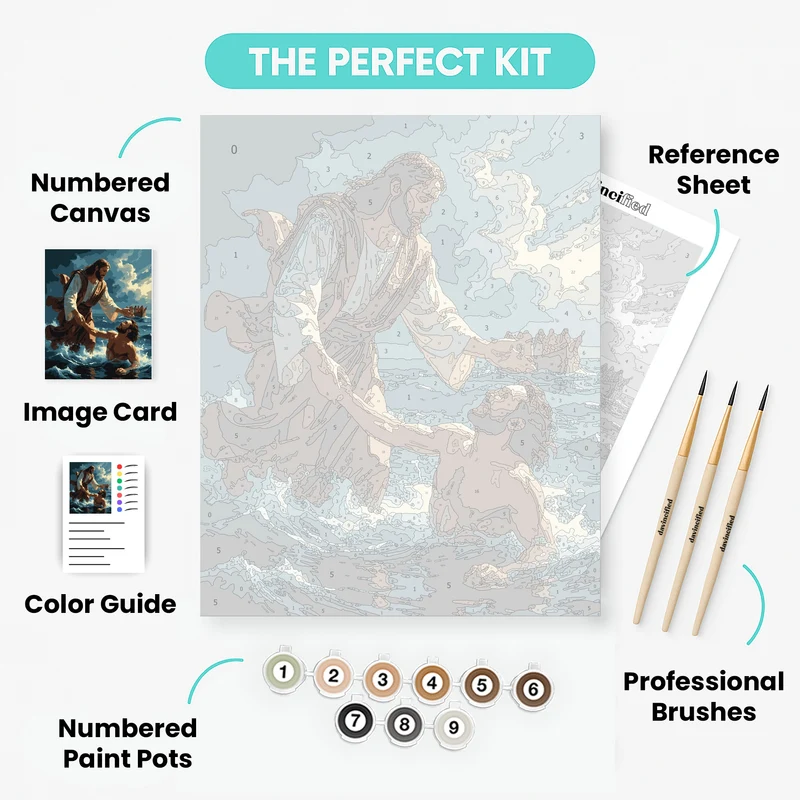 Jesus Saving Peter from the Sea - Paint by Numbers Kit