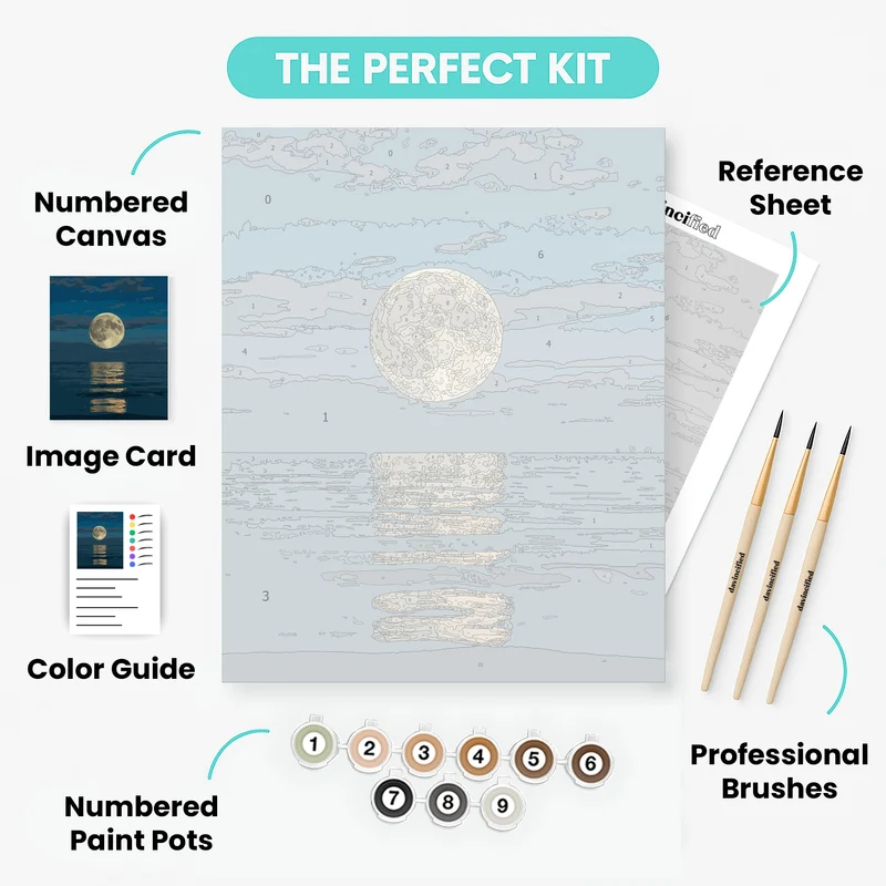 Full Moon Over Ocean - Paint by Numbers Kit