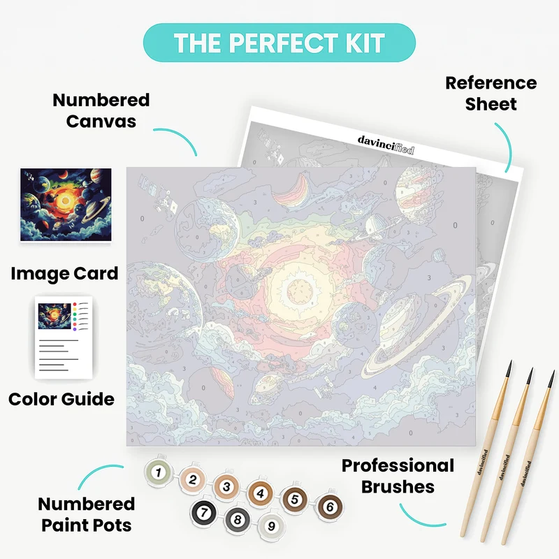 Vibrant Cosmic Solar System - Paint by Numbers Kit