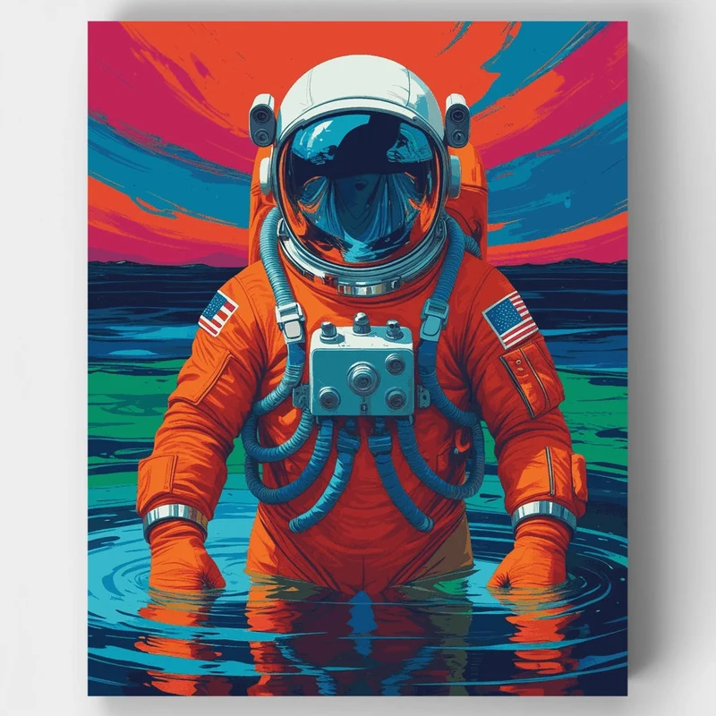 Astronaut in Vibrant Alien Waters - Paint by Numbers Kit