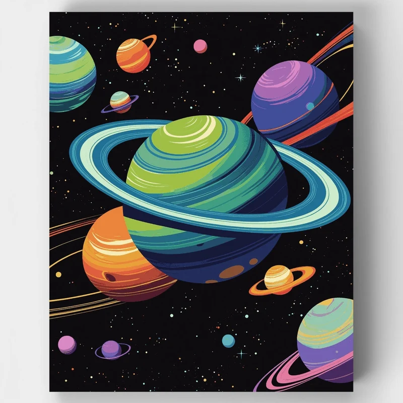 Colorful Planets - Paint by Numbers Kit