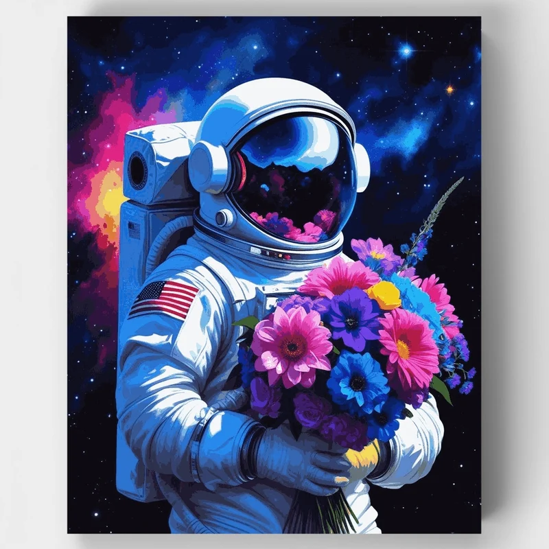 Cosmic Bouquet Astronaut - Paint by Numbers Kit