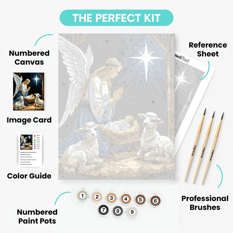 Nativity Angel with Lambs - Paint by Numbers Kit