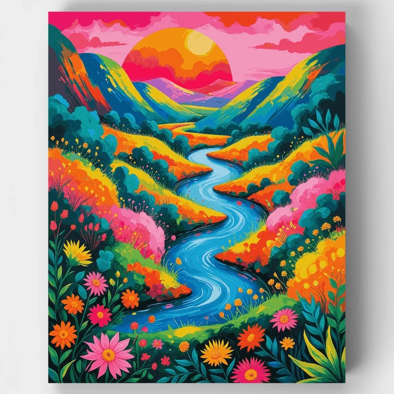 Vibrant Valley Sunset - Paint by Numbers Kit