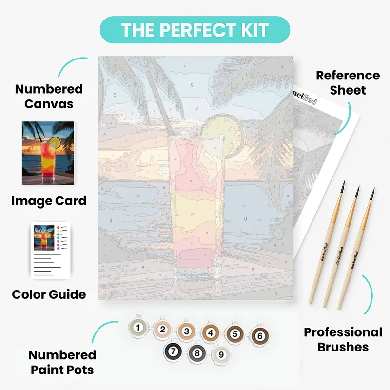 Paradise Beach Tequila Sunrise - Paint by Numbers Kit