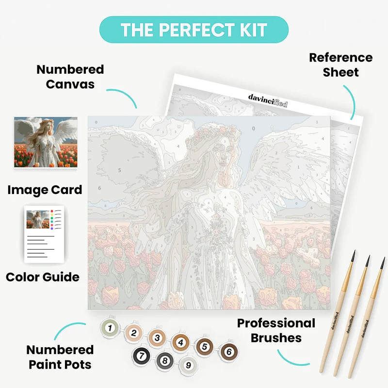 Angel in Tulip Field - Paint by Numbers Kit