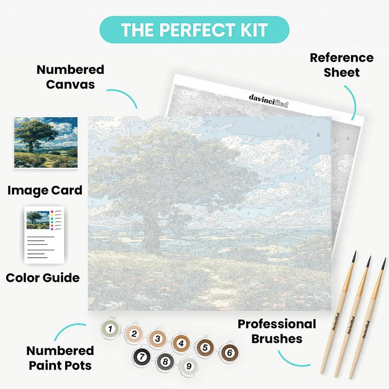 Solitary Tree on Rolling Hills - Paint by Numbers Kit