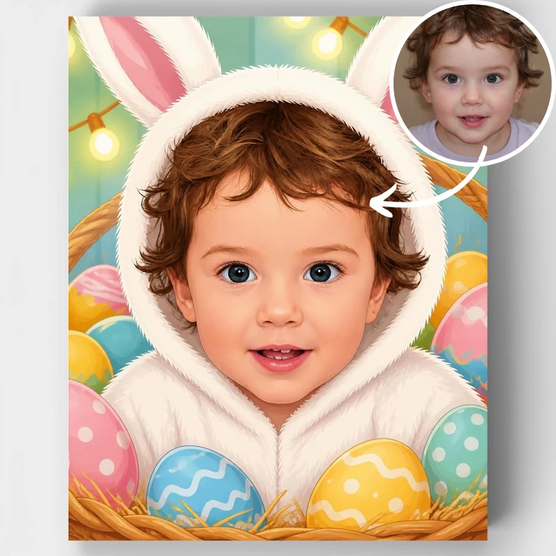 Easter Bunny Baby - Custom Paint by Numbers Kit