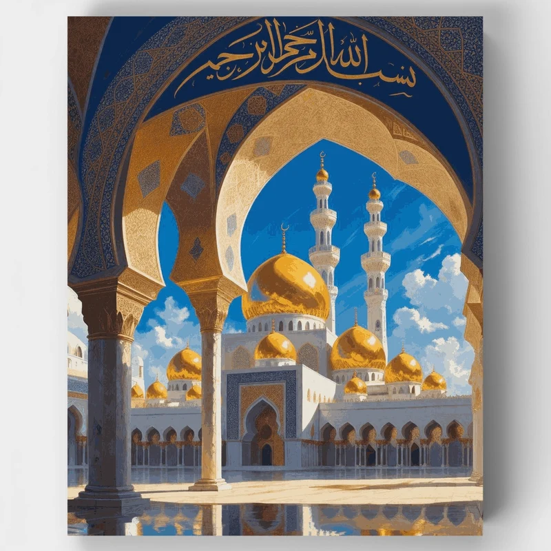 Golden Mosque Domes - Paint by Numbers Kit