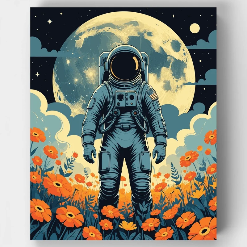 Astronaut in Poppy Field - Paint by Numbers Kit