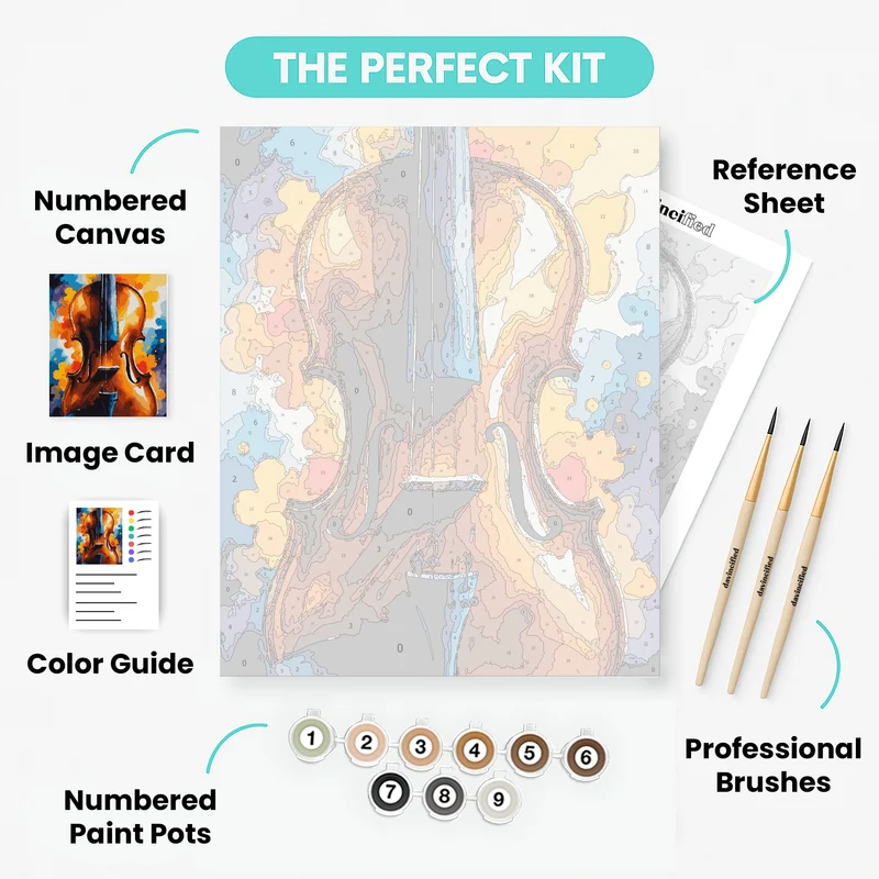 Violin in Watercolor Splashes - Paint by Numbers Kit