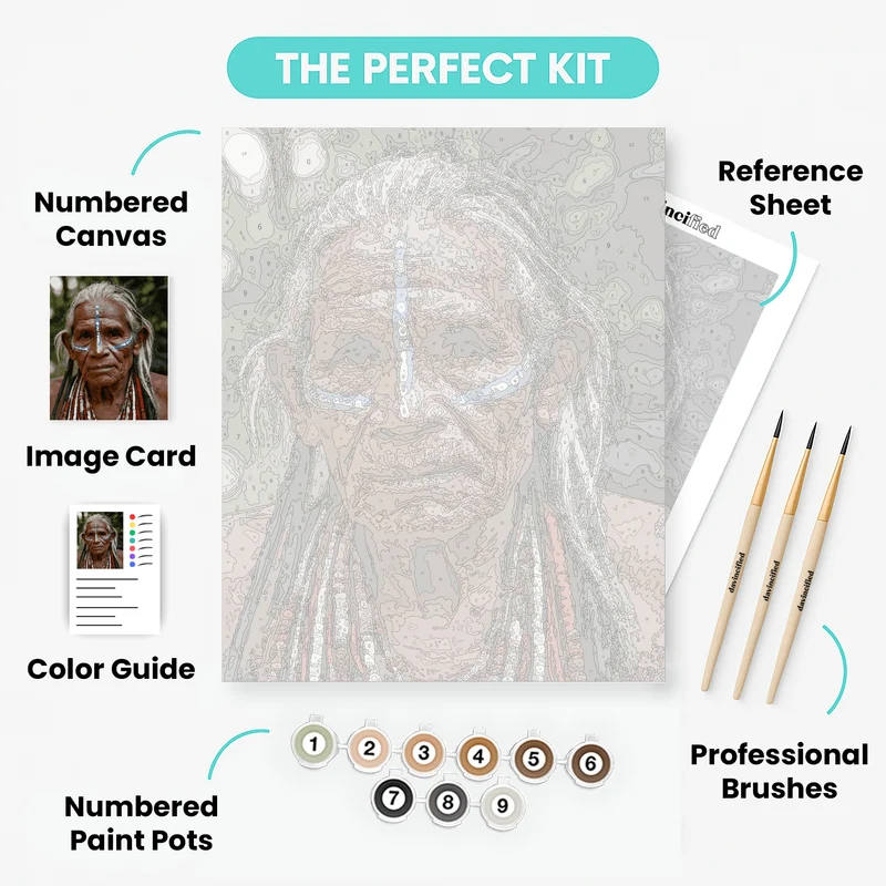 Elder with Traditional Face Paint - Paint by Numbers Kit