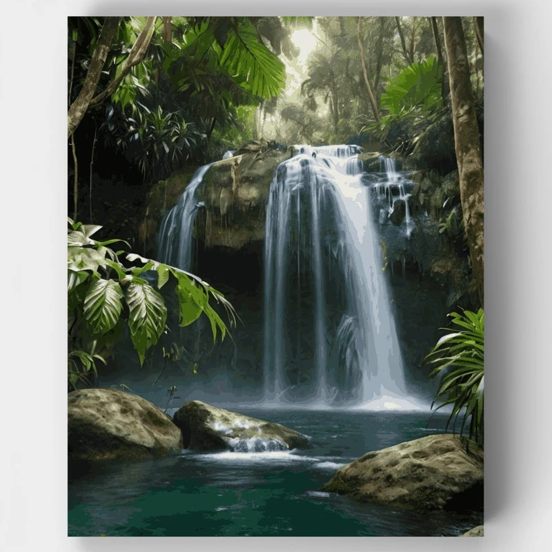 Tropical Paradise Waterfall - Paint by Numbers Kit