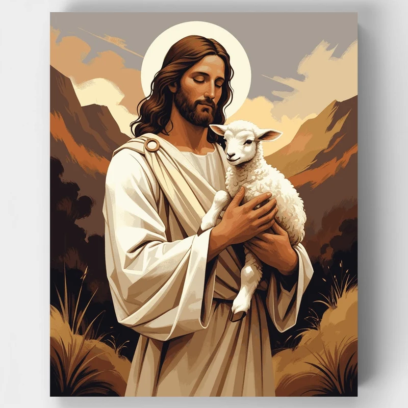 The Good Shepherd with Lamb - Paint by Numbers Kit