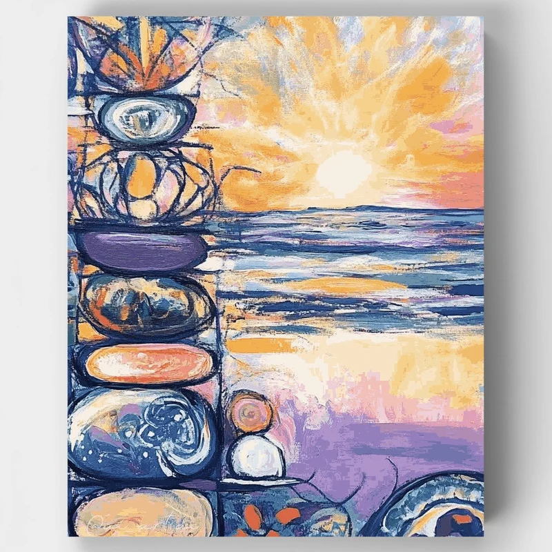 Zen Stones at Sunset - Paint by Numbers Kit