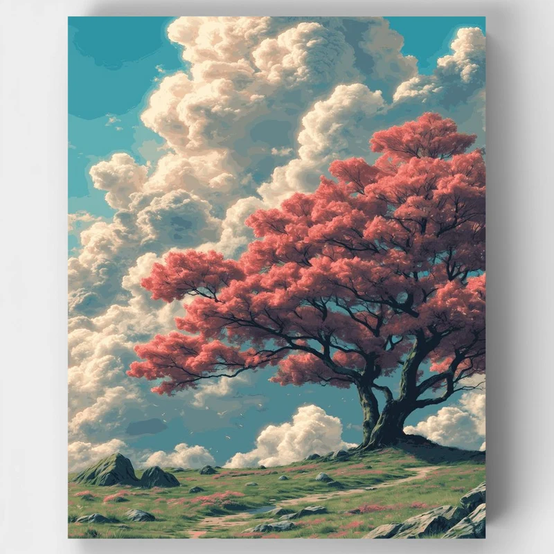 "Pastel Dreams: A Pink Tree Escape by LofiArtLoft"