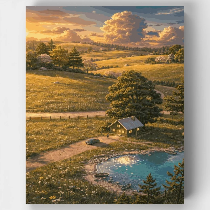 "Evening Glow by the Water" Paint by Numbers Kit