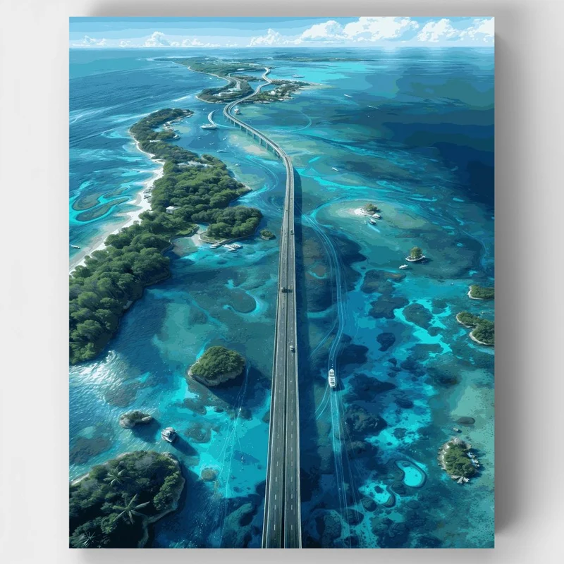 "Turquoise Trails: A LofiArtLoft Adventure Over Lush Islands"
