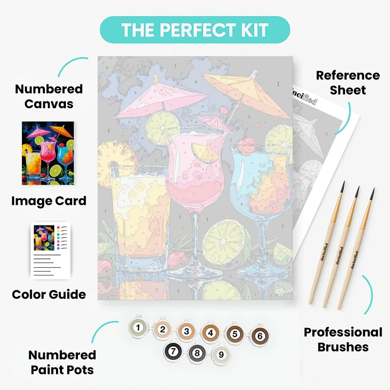 Tropical Cocktails Paradise - Paint by Numbers Kit