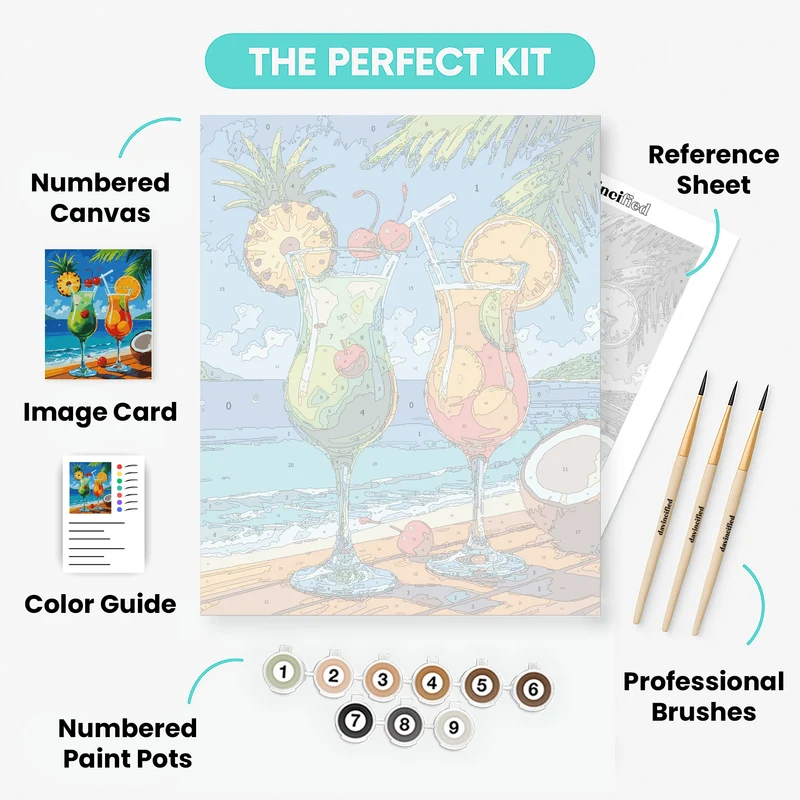 Tropical Paradise Cocktails - Paint by Numbers Kit
