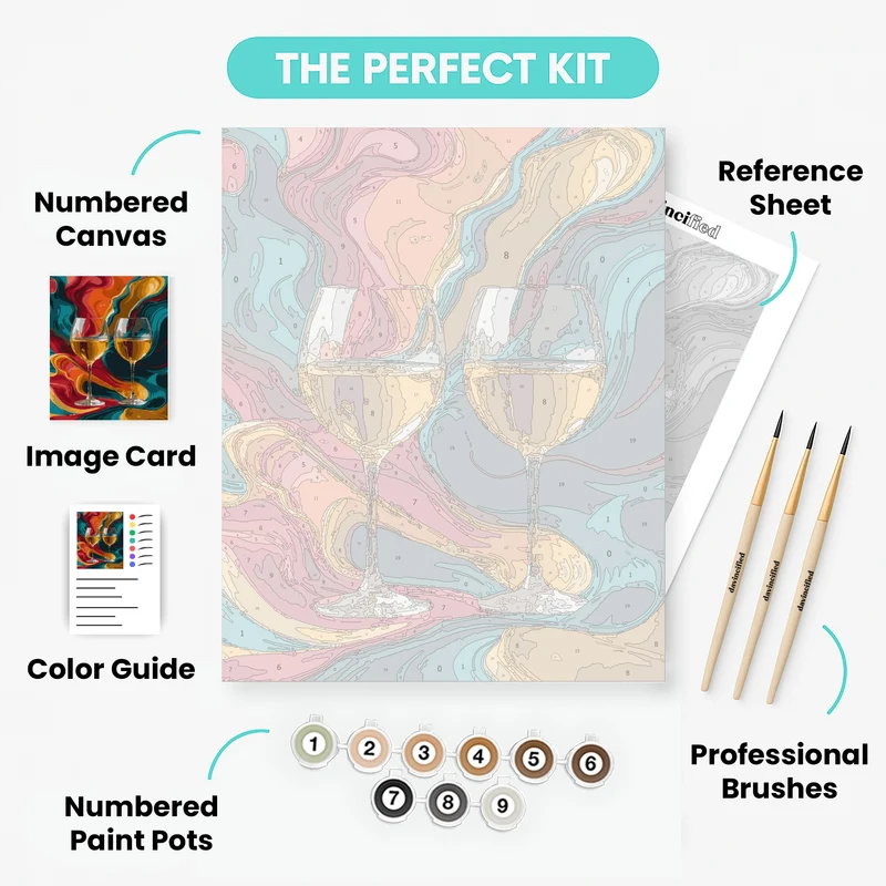 Vibrant Wine Glasses - Paint by Numbers Kit