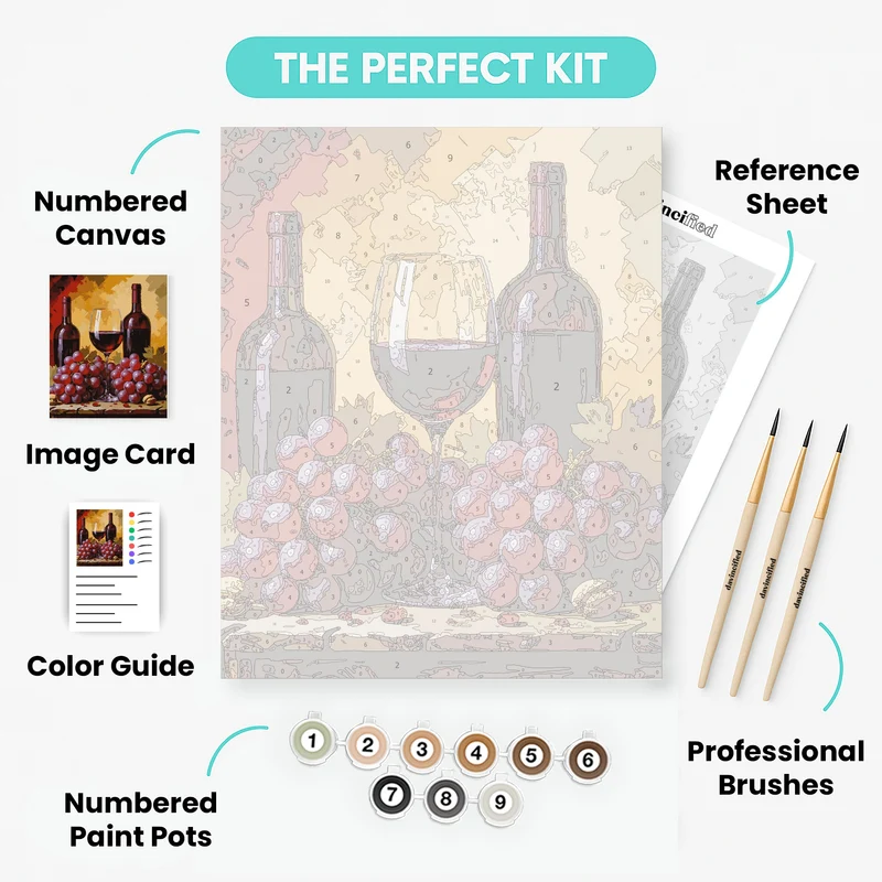 Red Wine and Grapes Still Life - Paint by Numbers Kit