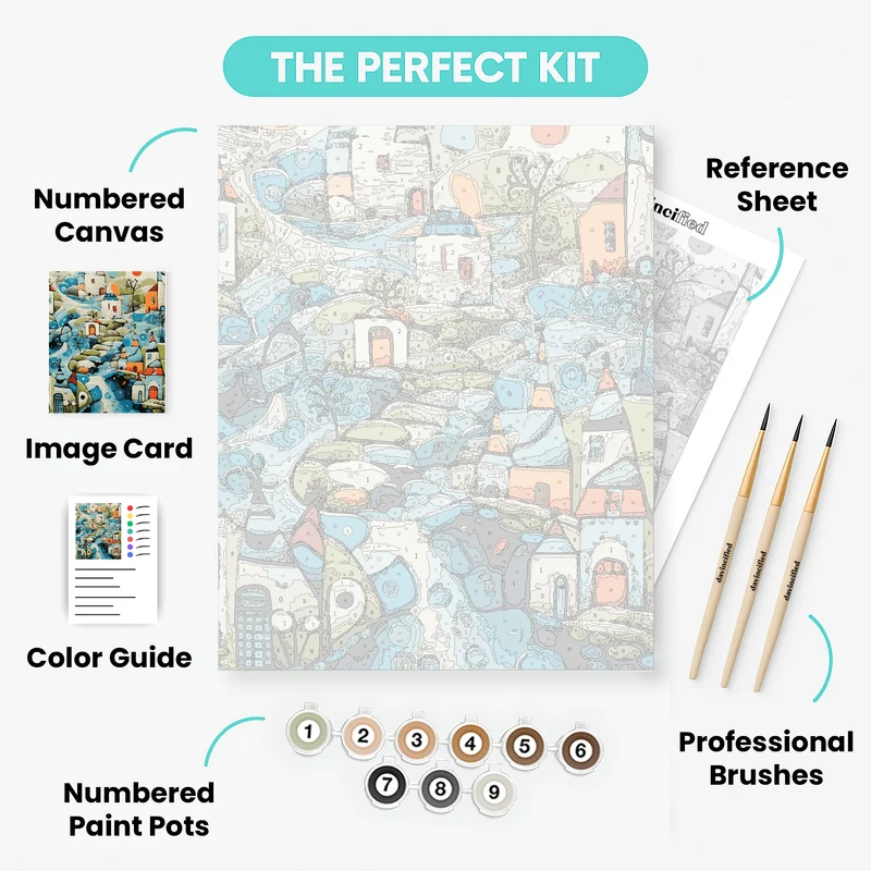 Whimsical Village - Paint by Numbers Kit
