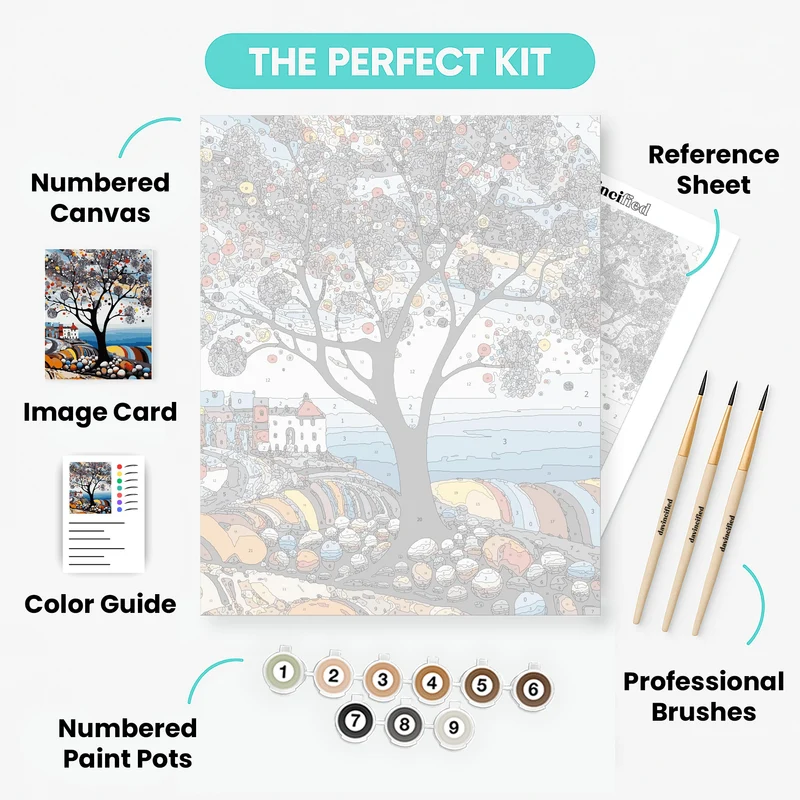Whimsical Coastal Tree - Paint by Numbers Kit