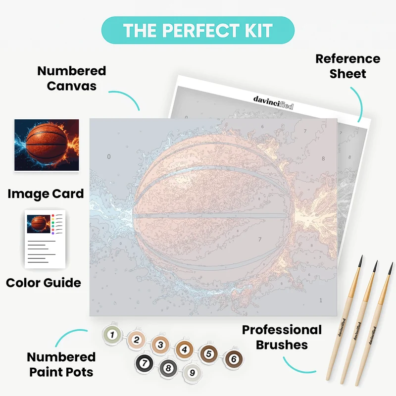 Fire and Ice Basketball - Paint by Numbers Kit