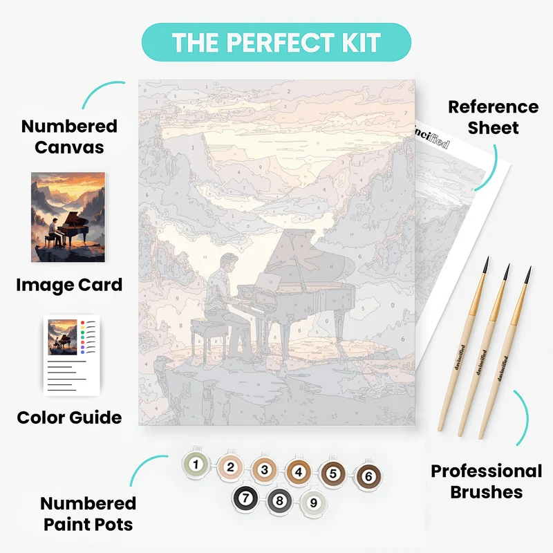 Mountain Piano Solitude - Paint by Numbers Kit