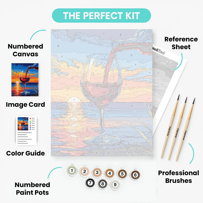 Sunset Wine by the Ocean - Paint by Numbers Kit