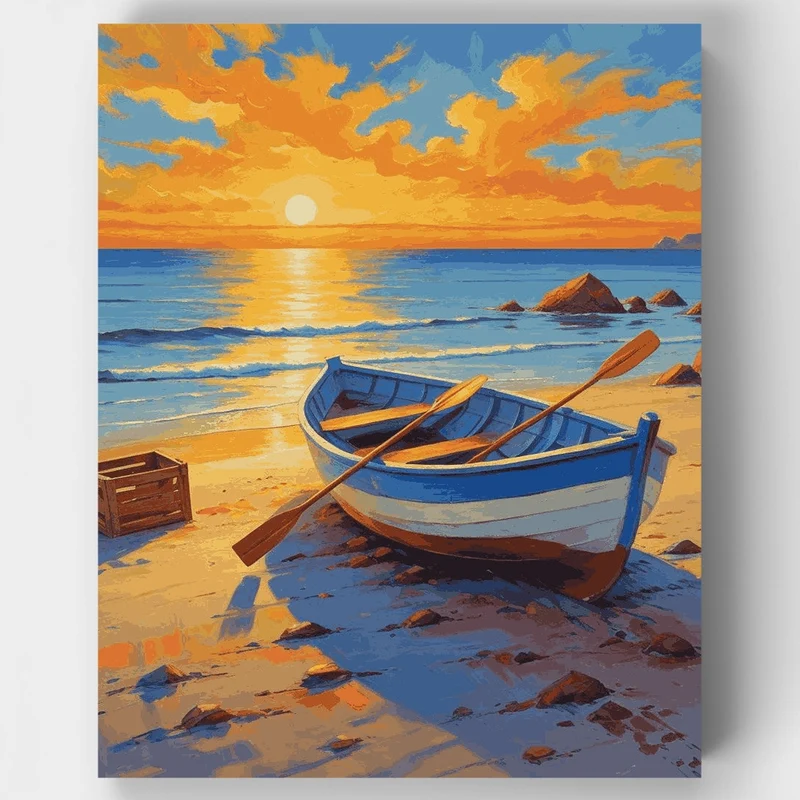 Golden Shore Rowboat - Paint by Numbers Kit
