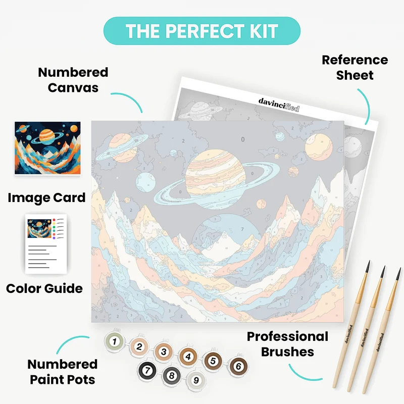 Cosmic Planets and Mountains - Paint by Numbers Kit