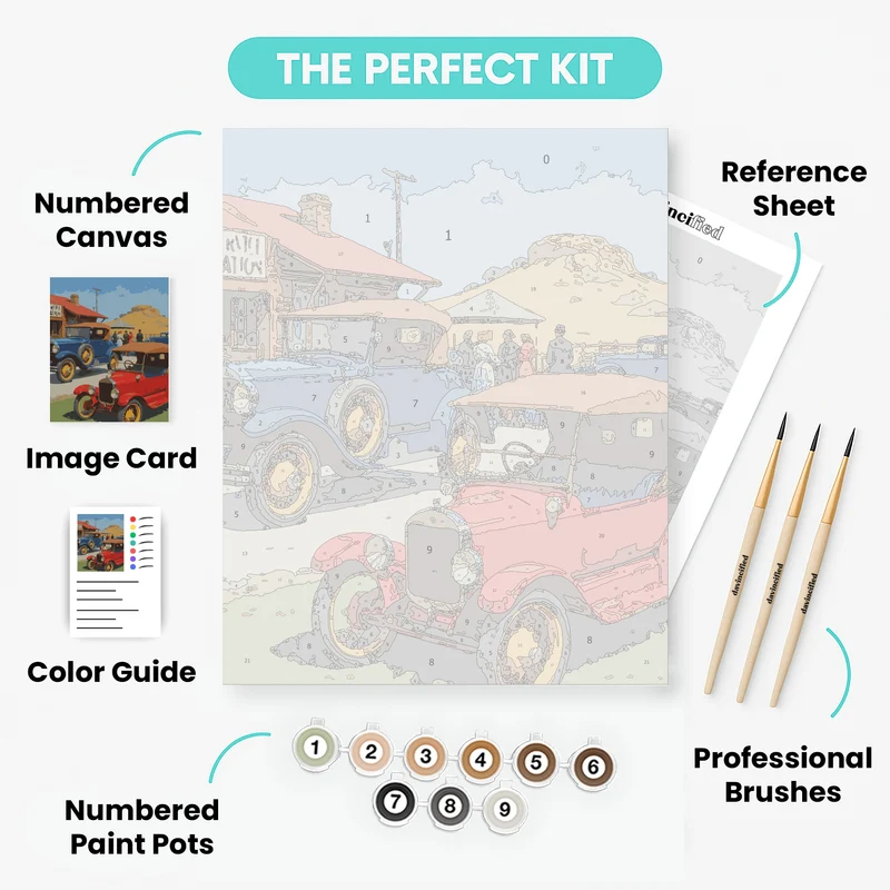 Vintage Service Station - Paint by Numbers Kit