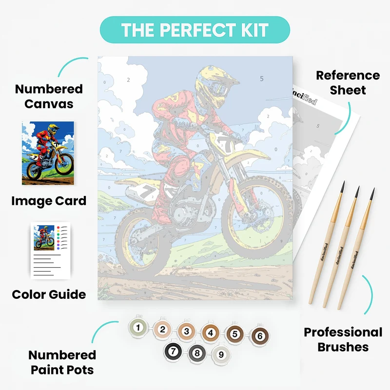 Motocross Champion in Action - Paint by Numbers Kit
