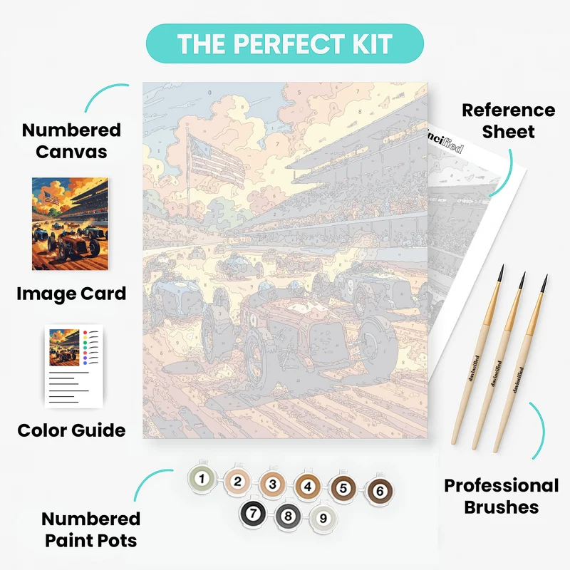 Vintage Racing Cars - Paint by Numbers Kit